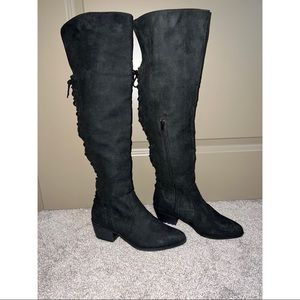 SOLD | NWOT JustFab Black Knee-High Suede Boots